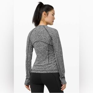 Lululemon Size 6 Runderful Long Sleeve Scattered Herringbone Black White…